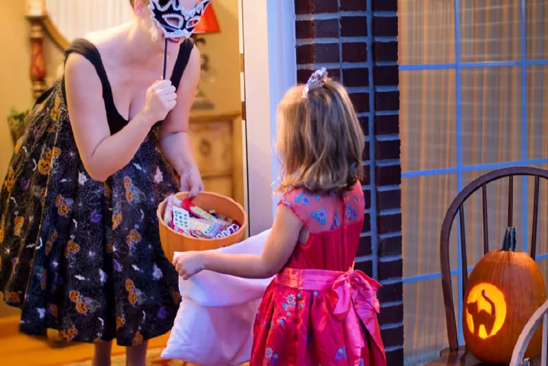 Girl trick or treating